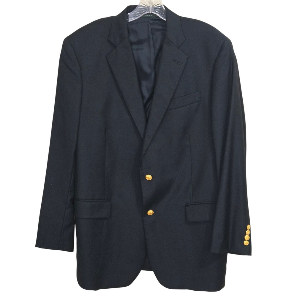 Brooks Brothers Madison Fit Blazer 42R Mens Navy Saxxon Wool Gold Button 1818 US